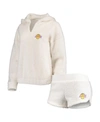 Concepts Sport Women's Cream Los Angeles Lakers Fluffy Long Sleeve Hoodie Top And Shorts Sleep Set In Cream