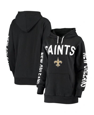 G-iii 4her By Carl Banks Women's Black New Orleans Saints Extra Point Pullover Hoodie
