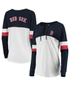 New Era Women's White And Navy Boston Red Sox Lace-up Long Sleeve T-shirt In White/navy