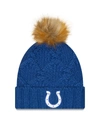 NEW ERA WOMEN'S ROYAL INDIANAPOLIS COLTS LUXE CUFFED KNIT HAT WITH POM