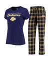 CONCEPTS SPORT WOMEN'S PURPLE, GOLD LOS ANGELES LAKERS LODGE T-SHIRT AND PANTS SLEEP SET