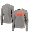 Pressbox Women's Heathered Gray Clemson Tigers Moose Applique Quilted Crewneck Sweatshirt In Heathered Gray