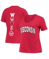 UNDER ARMOUR WOMEN'S RED WISCONSIN BADGERS SPINE PRINT V-NECK T-SHIRT