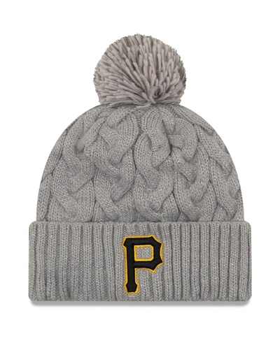 New Era Women's Gray Pittsburgh Pirates Rush Cuffed Knit Hat With Pom