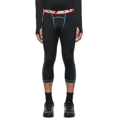 Aztech Mountain Logo-waistband Cropped Leggings In Space Black