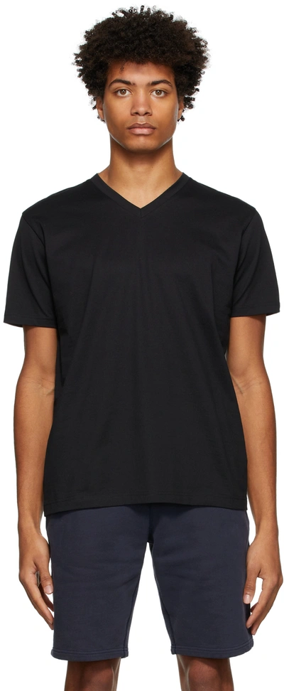 Sunspel Black Riviera V-neck T-shirt