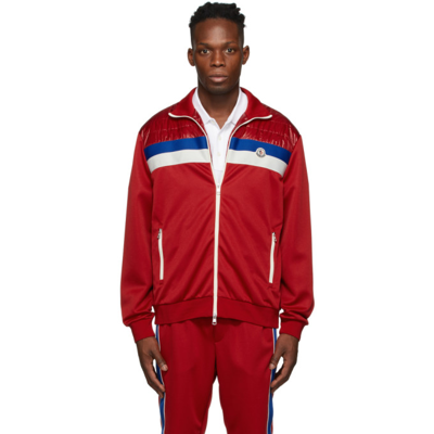 Moncler Red Insulated 3 Stripe Mixed Jacket In 480 Red