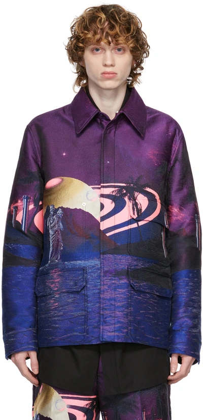 Valentino Purple Water Nights Shirt In Purple/multicolor