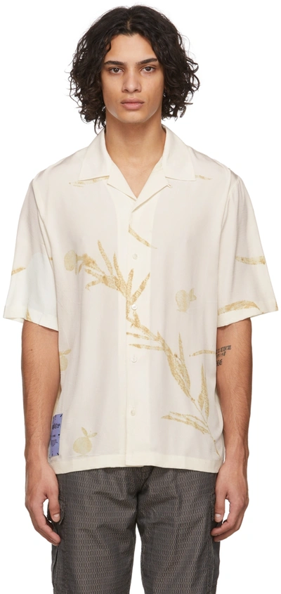 Mcq By Alexander Mcqueen Off-white Pressed Leaves Casual Shirt In Nude
