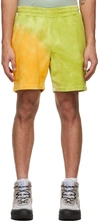 MCQ BY ALEXANDER MCQUEEN GREEN & YELLOW TIE-DYE SHORTS