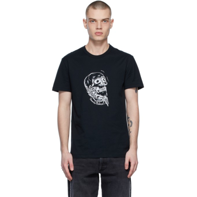 Alexander Mcqueen Black Cotton T-shirt With Skull Logo In Nero