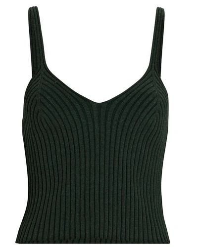 The Range Cropped Ribbed Cotton-blend Tank In Green