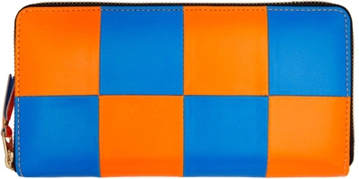 Comme Des Garçons Blue & Orange Super Fluo Continental Wallet In Multicolor