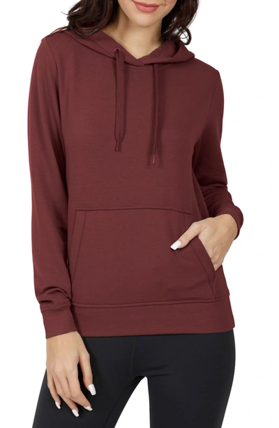 90 Degree By Reflex Terry Brushed Pullover Hoodie In Windsor Wine