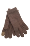 Portolano Tech Cashmere Knit Gloves In Brown Choco