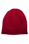 Portolano Ribbed Cashmere Knit Beanie In Rosso Cilegia