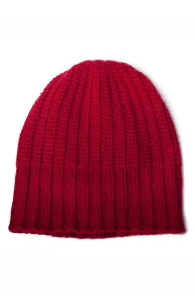 Portolano Ribbed Cashmere Knit Beanie In Rosso Cilegia