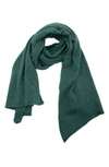 Portolano Lightweight Lambswool Blend Rolled Edge Wrap In Verde Melange