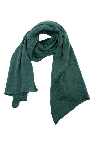 Portolano Lightweight Lambswool Blend Rolled Edge Wrap In Verde Melange