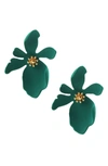 Eye Candy Los Angeles Georgia Matte Floral Drop Earrings In Dark Teal