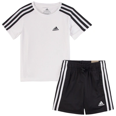 Adidas Originals Kids' Logo印花棉质t恤&短裤 In White