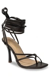 Chase & Chloe ́ Strappy Tie-up Heeled Sandal In Brown Pu