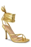 Chase & Chloe ́ Strappy Tie-up Heeled Sandal In Gold Metallic