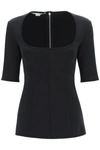 Stella Mccartney Square-neck Short-sleeve Top In Black