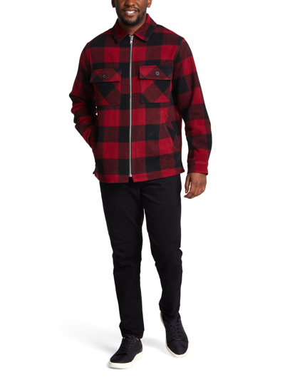 Hedge Recycled Buffalo Plaid Zip Front Shacket Jacket In Olive