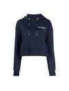 Balmain Cropped Navy Eco-design Cotton Sweatshirt In Saj Marine Blanc