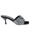 Prada Crystal Embellished Open-toe Pumps In Black