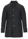 Herno Long Down Jacket With Buttons In Blue Navy