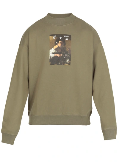 Off-white Caravaggio Boy Skate Crewneck Green Multicolor