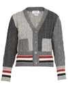 THOM BROWNE WOOL AND MOHAIR KNITTED CARDIGAN