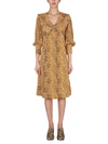 Ganni Leopard-print Crepe Oversized-collar Dress In Animalier