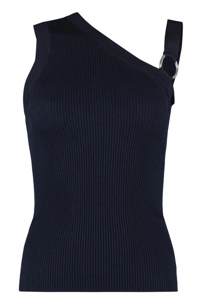 Boutique Moschino Ribbed Knit Top In Blue
