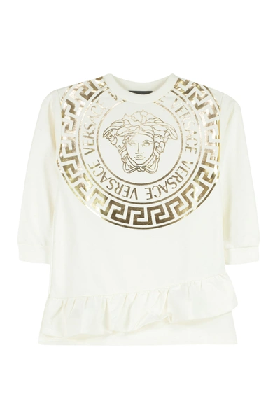 Young Versace Kids' Cotton Mini-dress In White