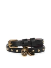 Alexander Mcqueen Skull Leather Double-wrap Bracelet In Black
