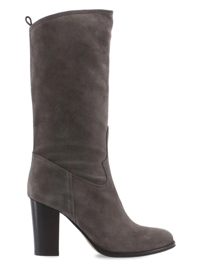 Julie Dee Leather Boot In Grey