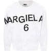 Mm6 Maison Margiela White Sweatshirt For Kids With Logo In White