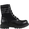 FENDI BLACK BOOTS FOR KIDS WITH DOUBLE GRAY FF