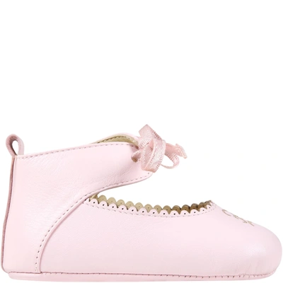 Fendi Pink Ballet Flats For Baby Girl With Karligraphy Ff