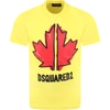 DSQUARED2 YELLOW T-SHIRT FOR BOY WITH MAPLE LEAF