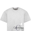 CALVIN KLEIN GRAY T-SHIRT FOR GIRL WITH SILVER AND BLACK LOGO
