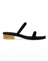 Cult Gaia Liz Square Toe Block Heel Slide Sandal In Black