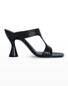 BY FAR NADIA LEATHER T-STRAP MULE SANDALS