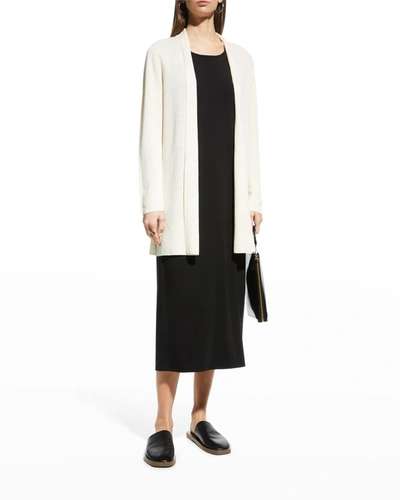 Eileen Fisher Long Organic Linen & Organic Cotton Cardigan In Softwhite