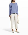 Eileen Fisher V-neck Stretch Jersey Long-sleeve Top In Periwinkle