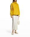 Eileen Fisher Stand-collar Jacket W/ Hidden Hood In Mustard Seed