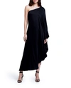 L Agence Selena Asymmetric Satin Dress In Black